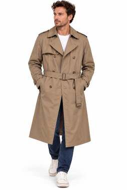 Vintage Hill & Archer Men’s Trench Coat 38 Khaki Faux Fur Lined Belted Classic